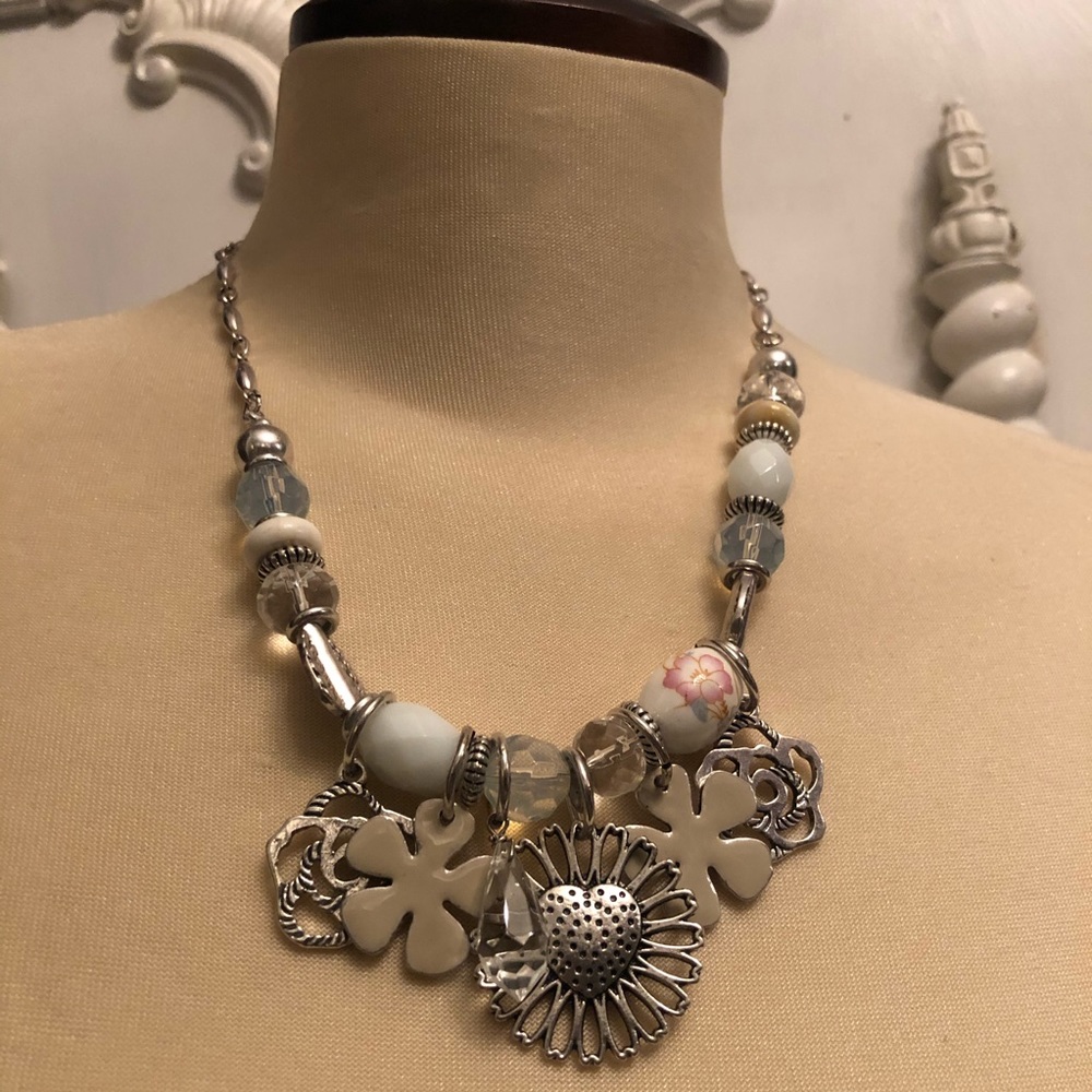 Silver X Bead Necklace